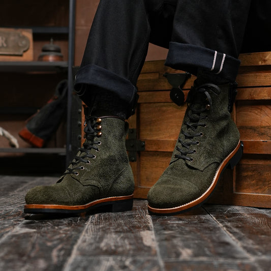 The Brandon Cap Toe Boots (Grizzly Green) (Munson Last - Goodyear Welted)