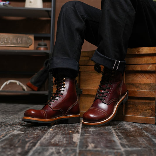 The Brandon Cap Toe Boots (Saddle Tan) (Munson Last - Goodyear Welted)