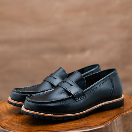 Oslo Penny Loafers (Raven Black) Goodyear Welted
