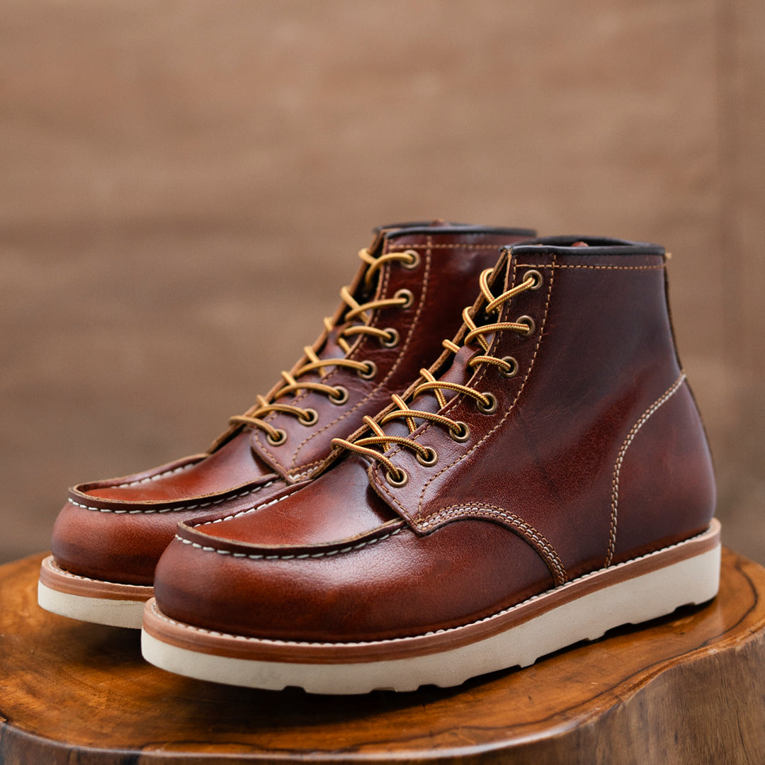 Moc-Toe Leather Boots 6" (Saddle Tan) Goodyear Welted