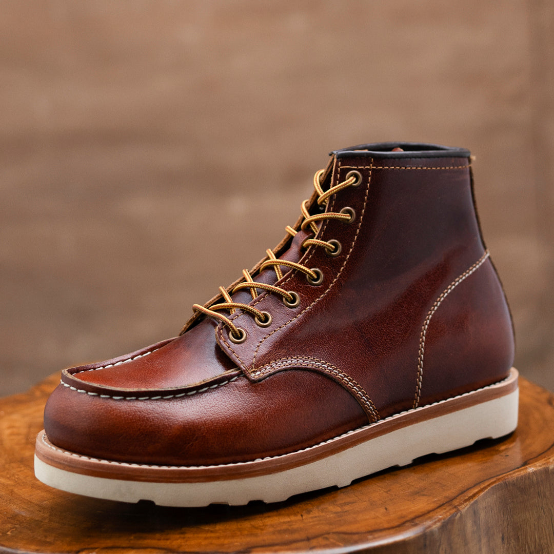 Moc-Toe Leather Boots 6" (Saddle Tan) Goodyear Welted