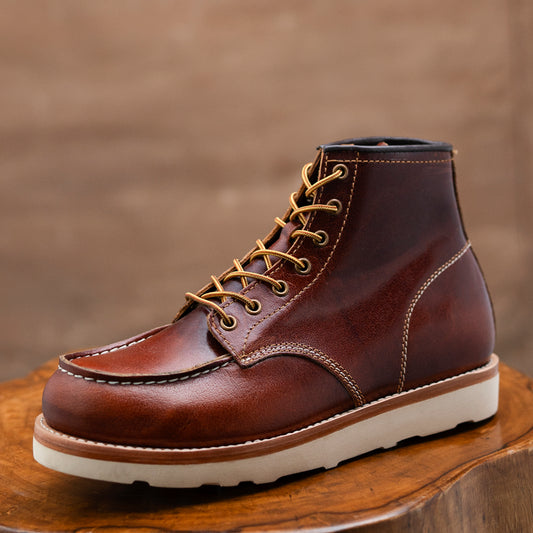 Moc-Toe Leather Boots 6" (Saddle Tan) Goodyear Welted