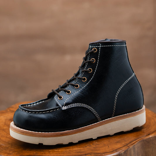 Moc-Toe Leather Boots 6" (Raven Black) Goodyear Welted