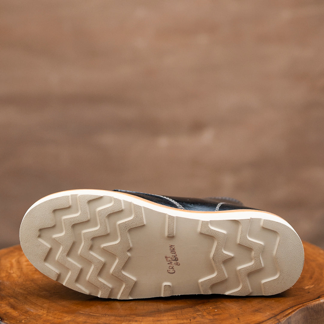 Moc-Toe Leather Boots 6" (Raven Black) Goodyear Welted