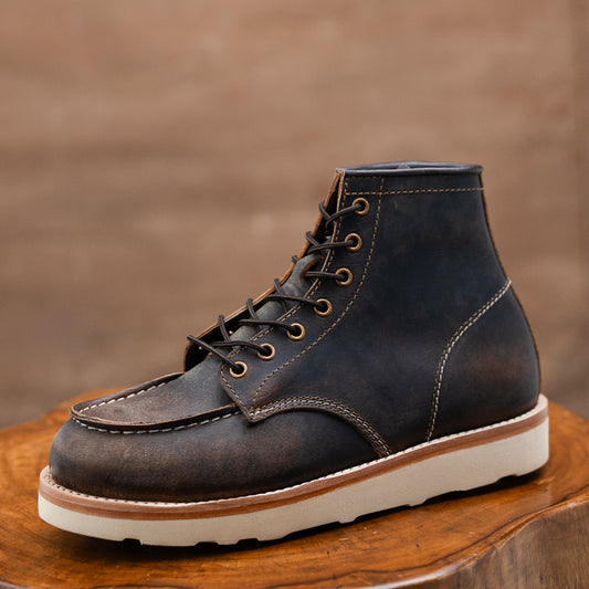 Moc-Toe Leather Boots 6" (Vintage Brown) Goodyear Welted