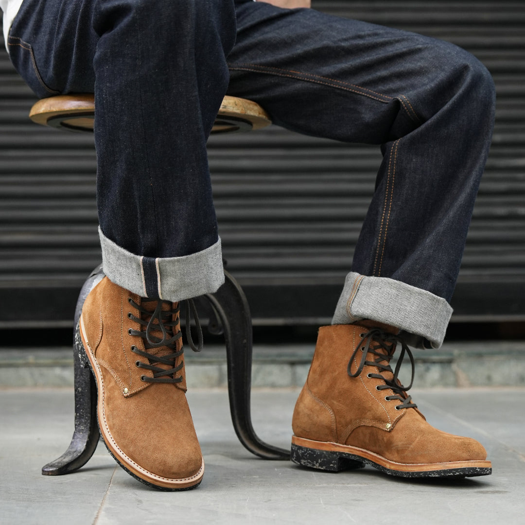 M-43 Boots 6" (Wheat Roughout) Goodyear Welted