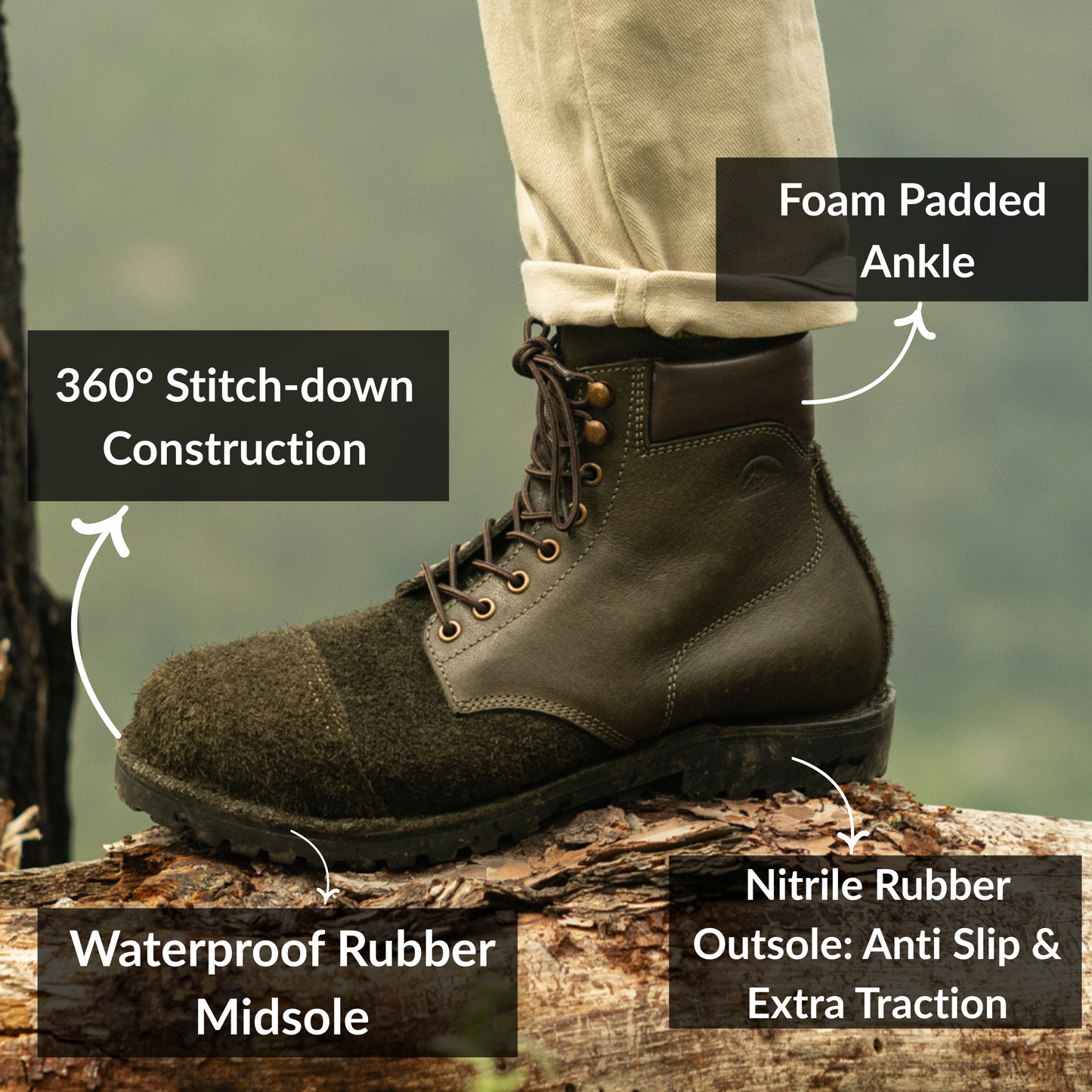 Himalayan Trailmaster Boots 6" (Grizzly Green) Water Repellent
