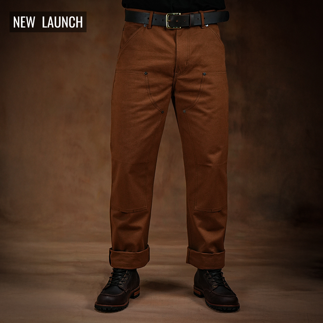 Double Knee Carpenter Fox Brown 12 Oz Duck Canvas Pants For Men