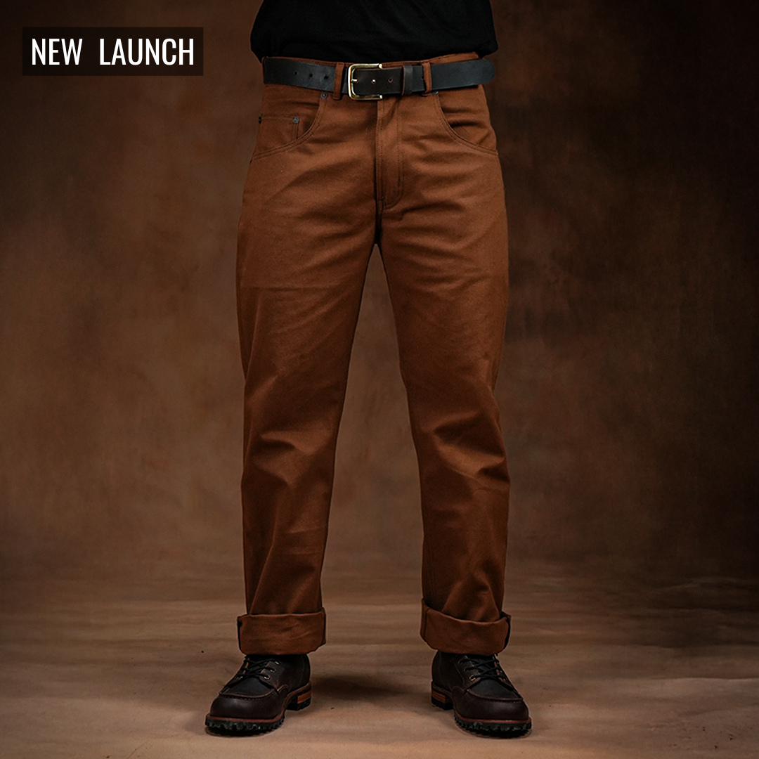 Five Pocket Fox Brown 12 Oz Duck Canvas Pants For Men (True