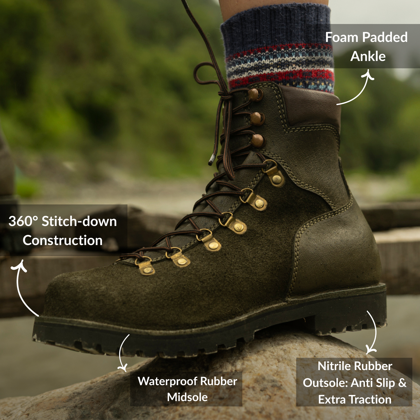 Himalayan Hiker Boots 6" (Grizzly Green) Water Repellent