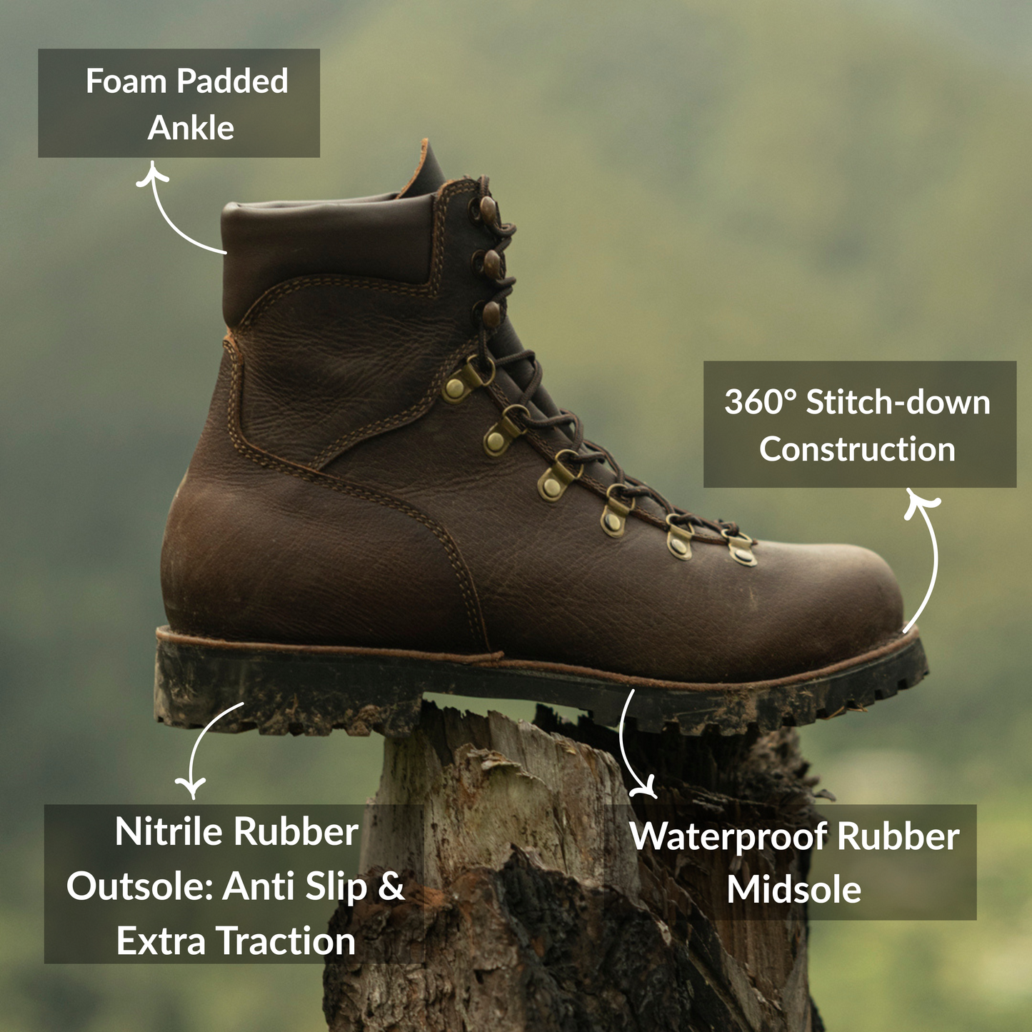 Himalayan Hiker Boots 6" (Vintage Brown) Water Repellent
