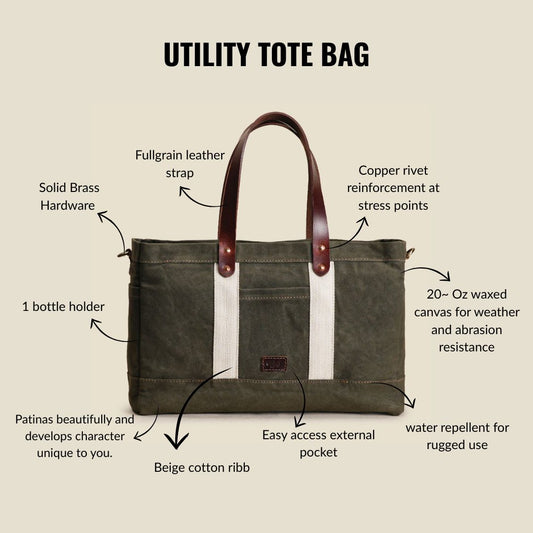 Utility Tote Bag ( Forest Green )