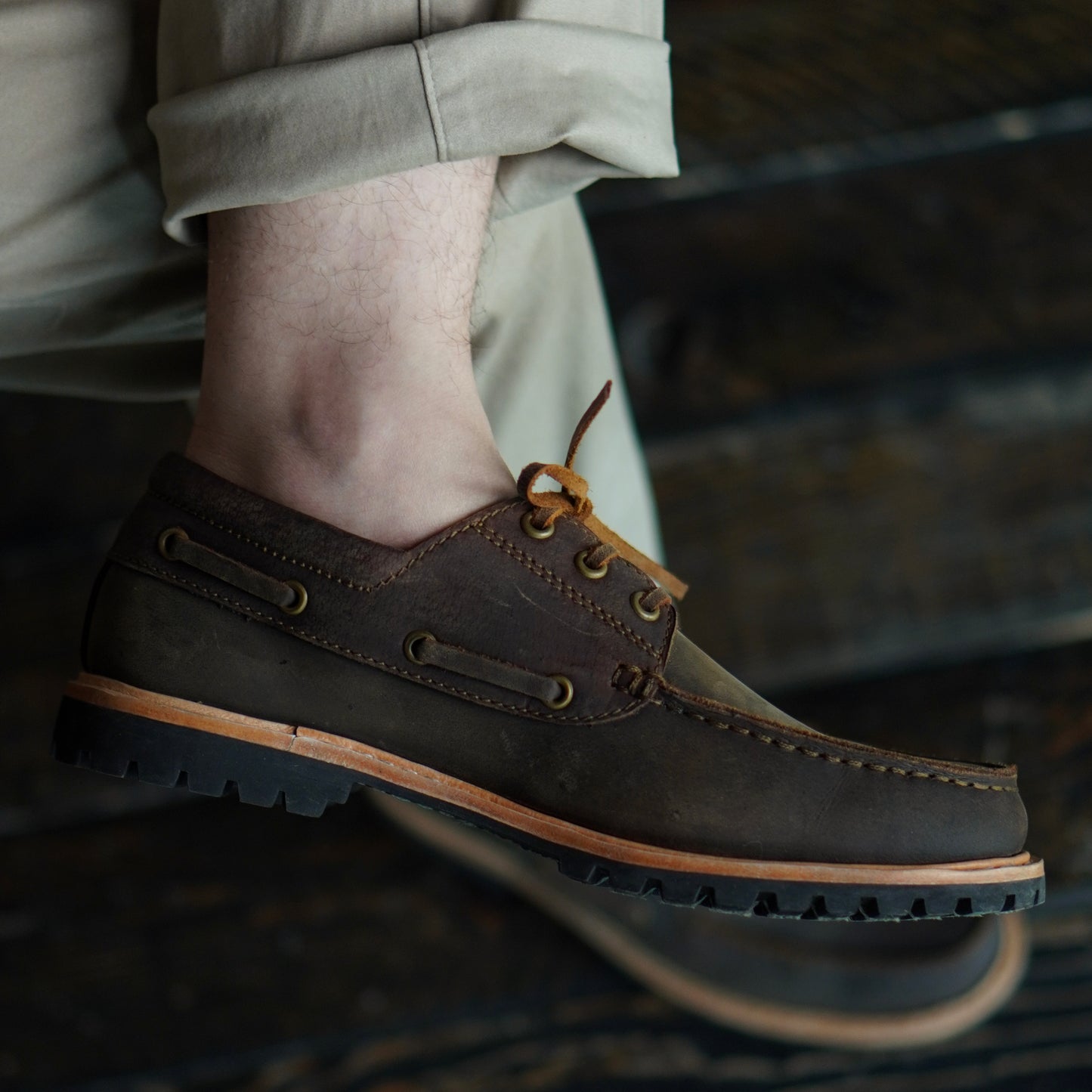 Voyager Boat Shoes (Vintage Brown) Goodyear Welted