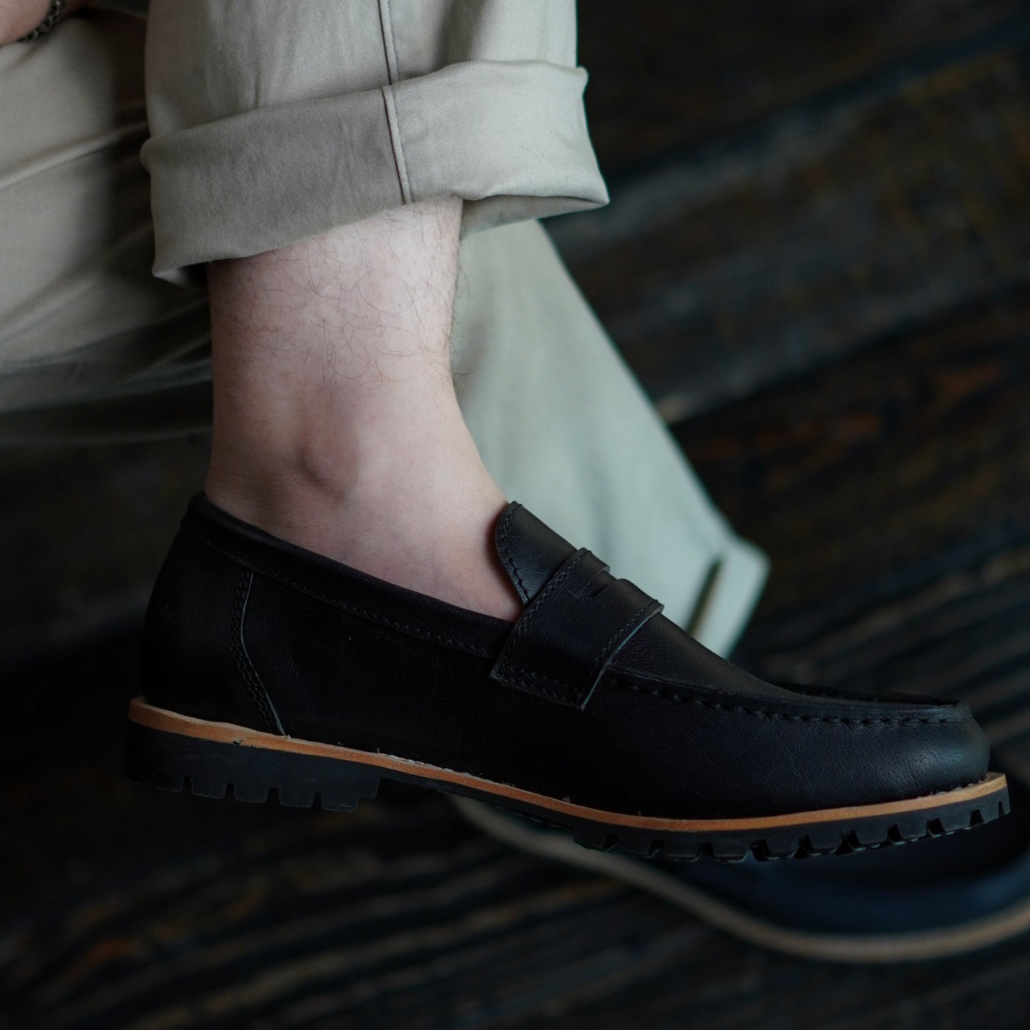 Oslo Penny Loafers (Raven Black) Goodyear Welted