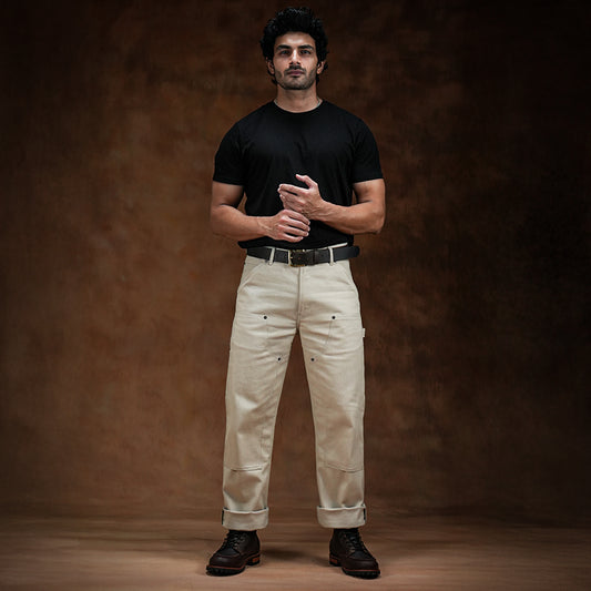Double Knee Carpenter Arctic Wolf 12 Oz Cotton Twill Pants For Men (True Straight)
