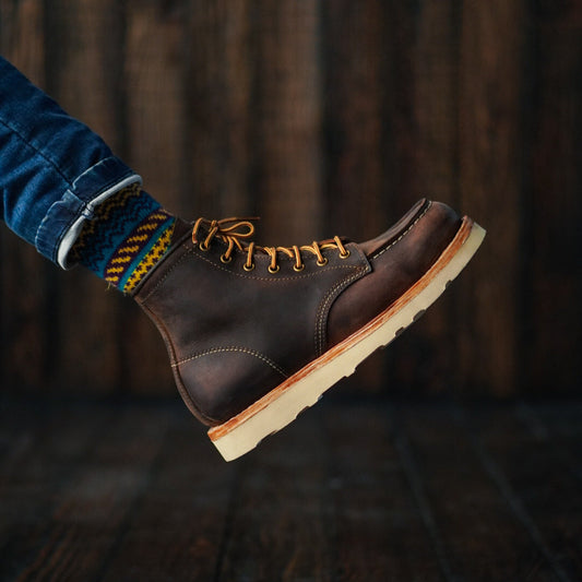 Moc-Toe Leather Boots 6" (Vintage Brown) Goodyear Welted