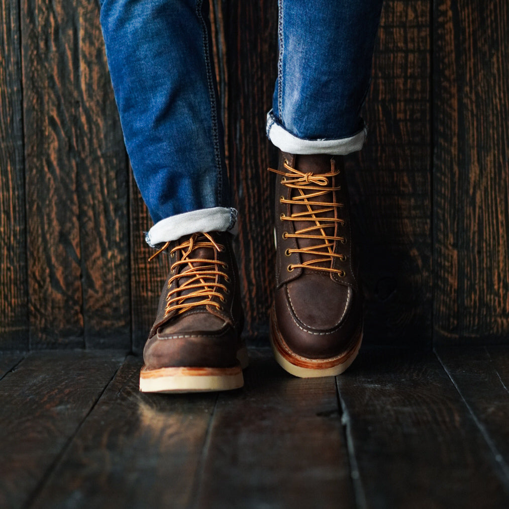 Moc-Toe Leather Boots 6" (Vintage Brown) Goodyear Welted
