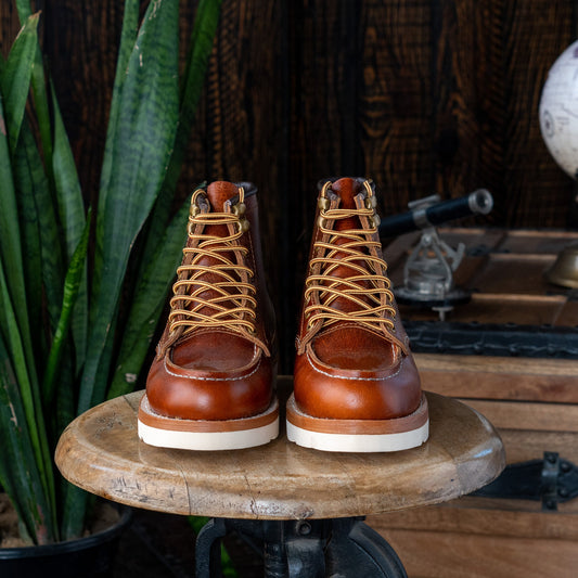 Women Moc-Toe Leather boots (Saddle Tan) Goodyear Welted