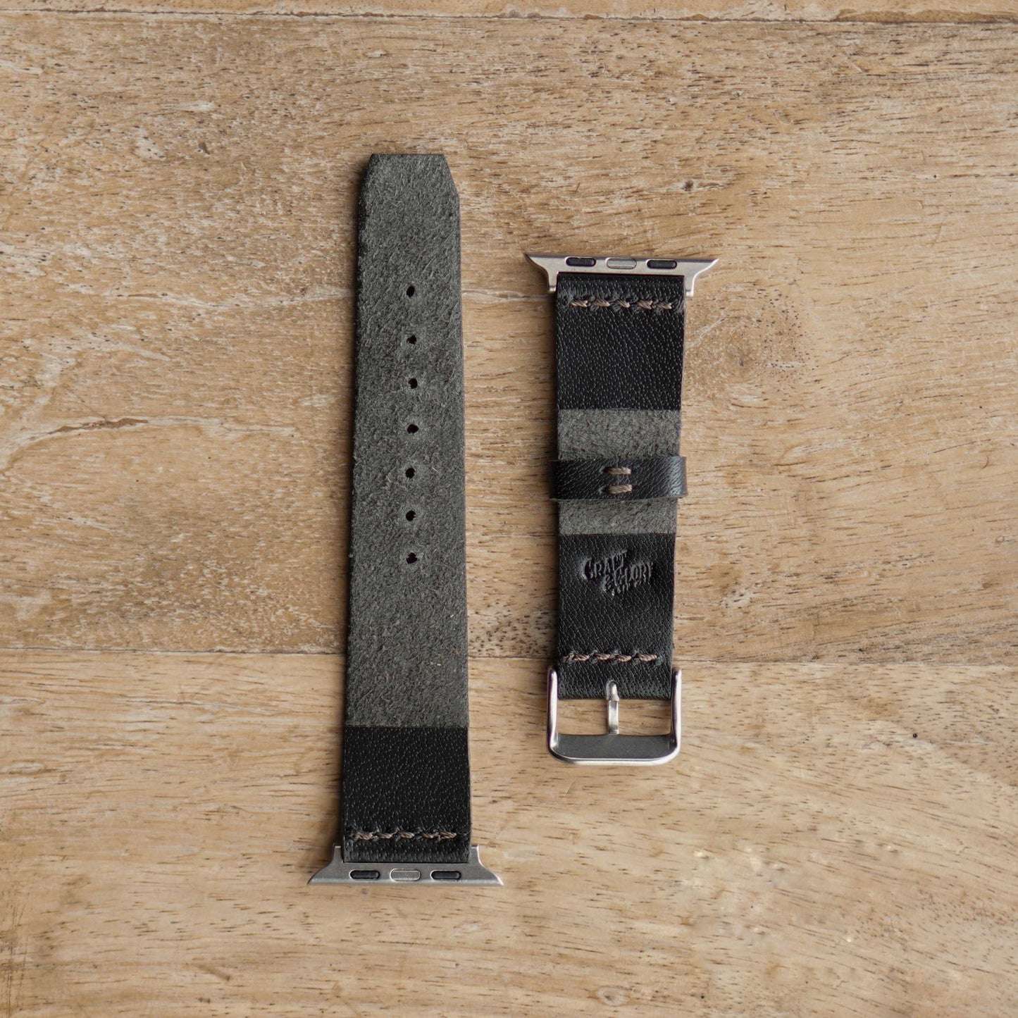 Minimal Apple Watch Leather Strap (Raven Black)