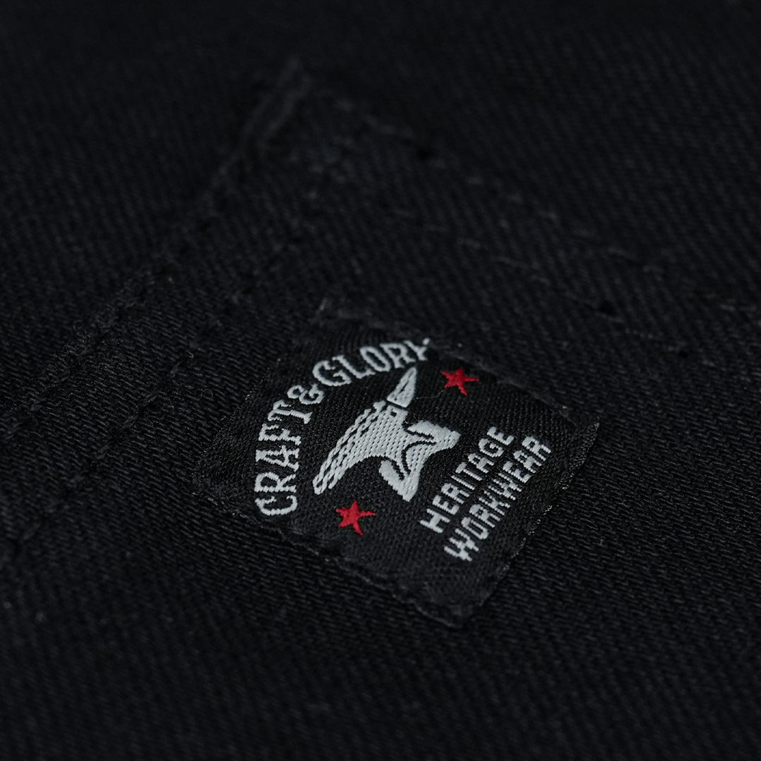 Double Knee Carpenter Double Black 14 Oz Selvedge Denim For Men (True Straight)