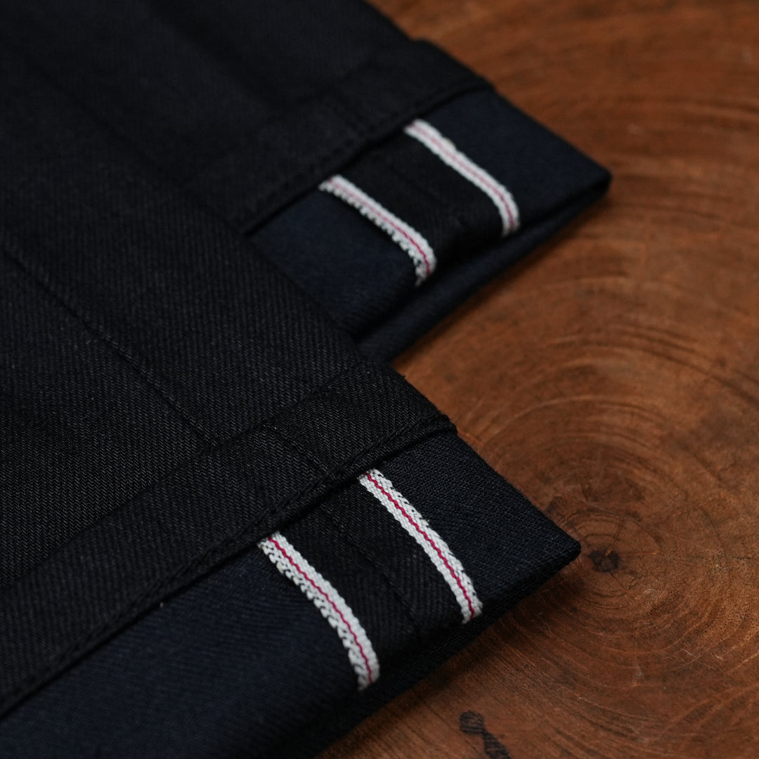 Double Knee Carpenter Double Black 14 Oz Selvedge Denim For Men (True Straight)