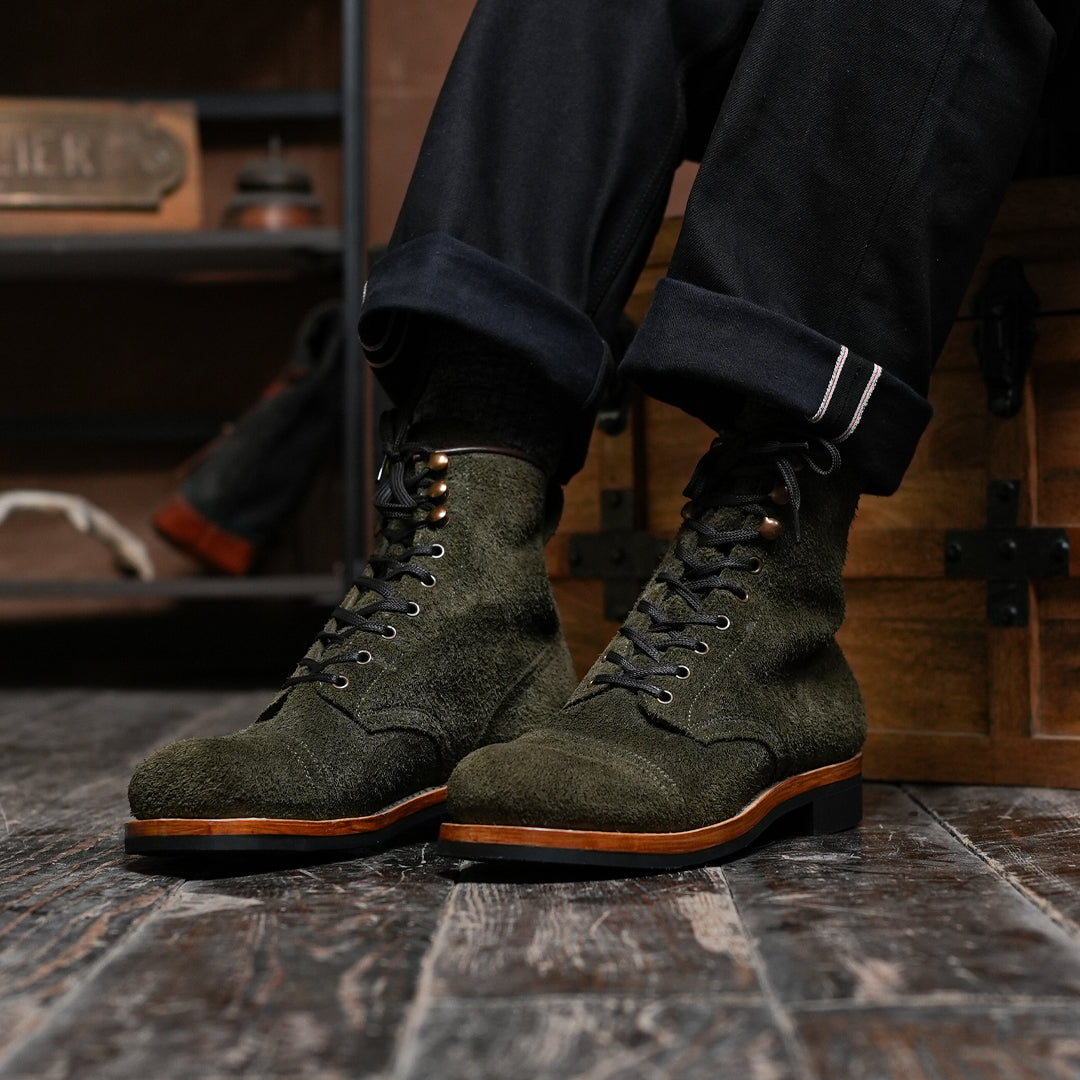 The Brandon Cap Toe Boots (Grizzly Green) (Munson Last - Goodyear Welted)