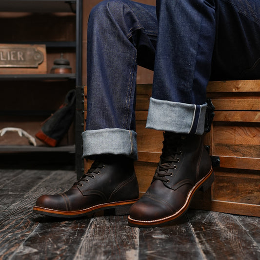 The Brandon Cap Toe Boots (Vintage Brown) (Munson Last - Goodyear Welted)