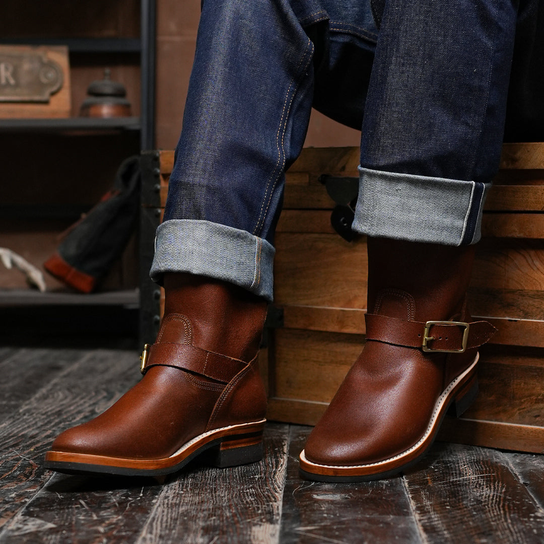 The Foundry Engineer Boots (Russet Waxed Roughout) Goodyear Welted