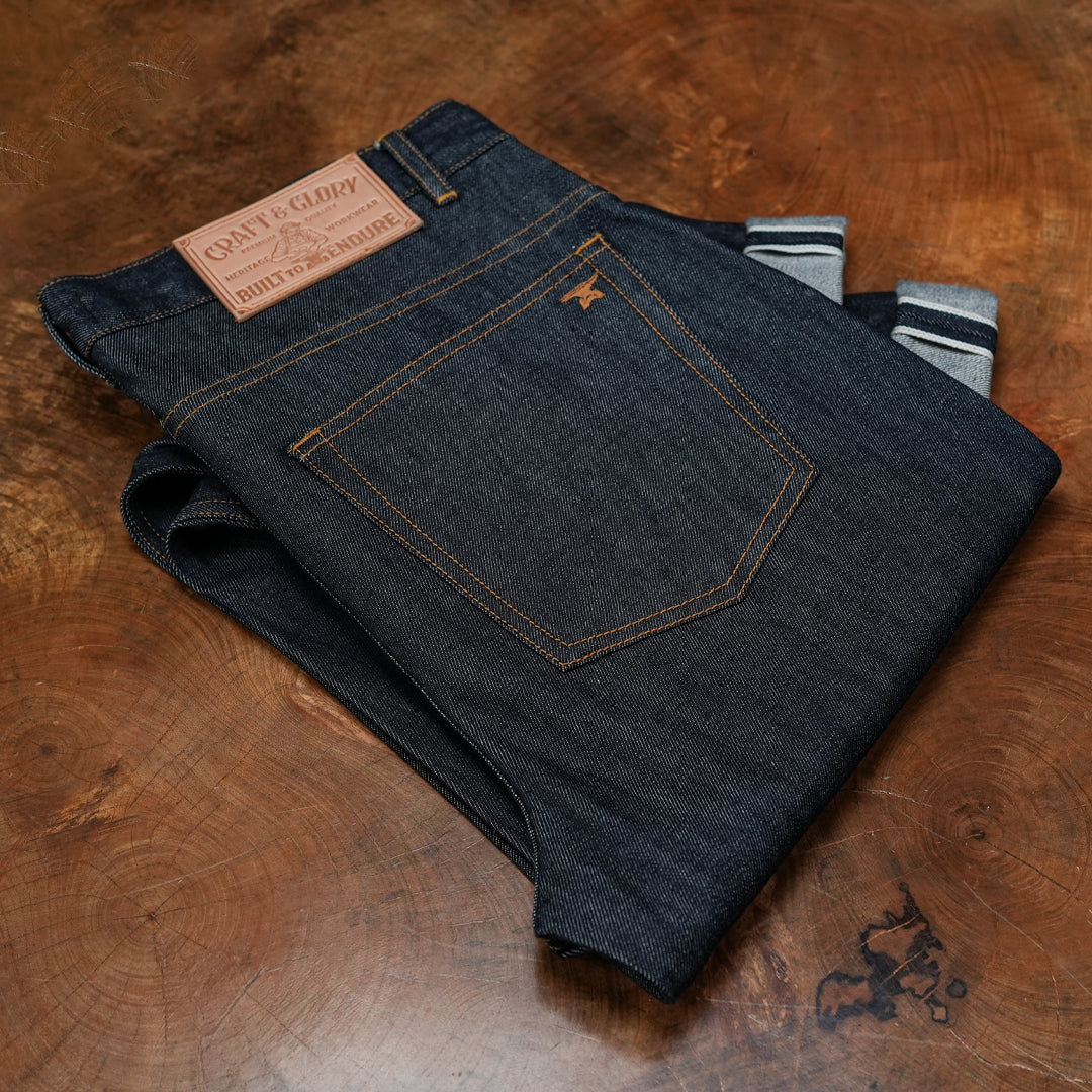 Five Pocket Blue Blood 13 Oz Selvedge Denim For Men (Slim Straight)
