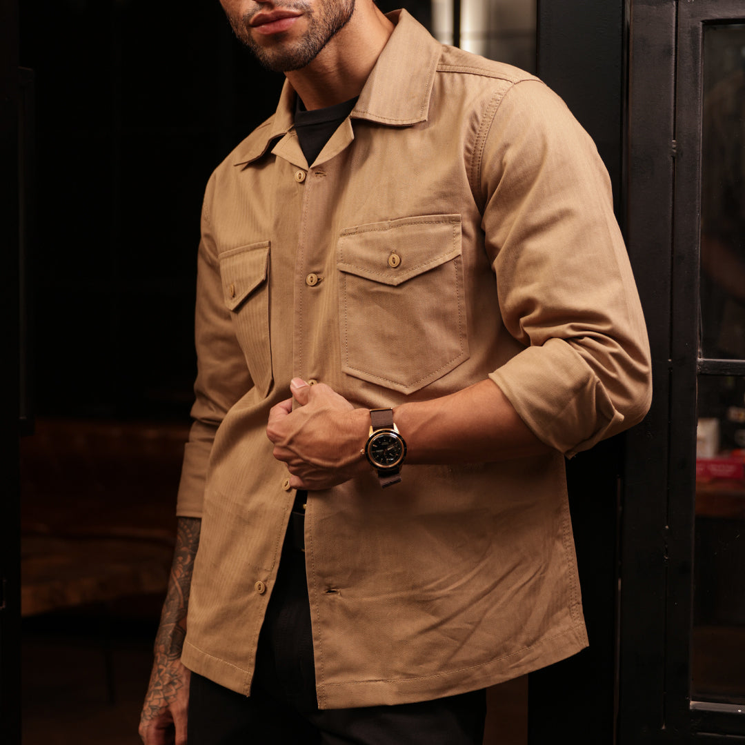 Fatigue Shirt Full Sleeves HBT Khaki