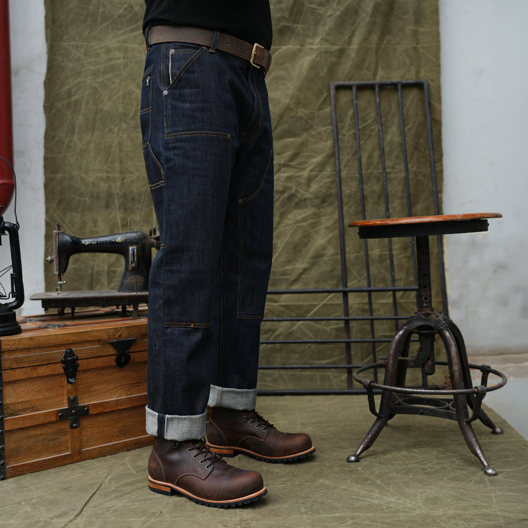 Double Knee Carpenter Blue Blood 2.0 15 Oz Selvedge Denim for Men (True Straight)