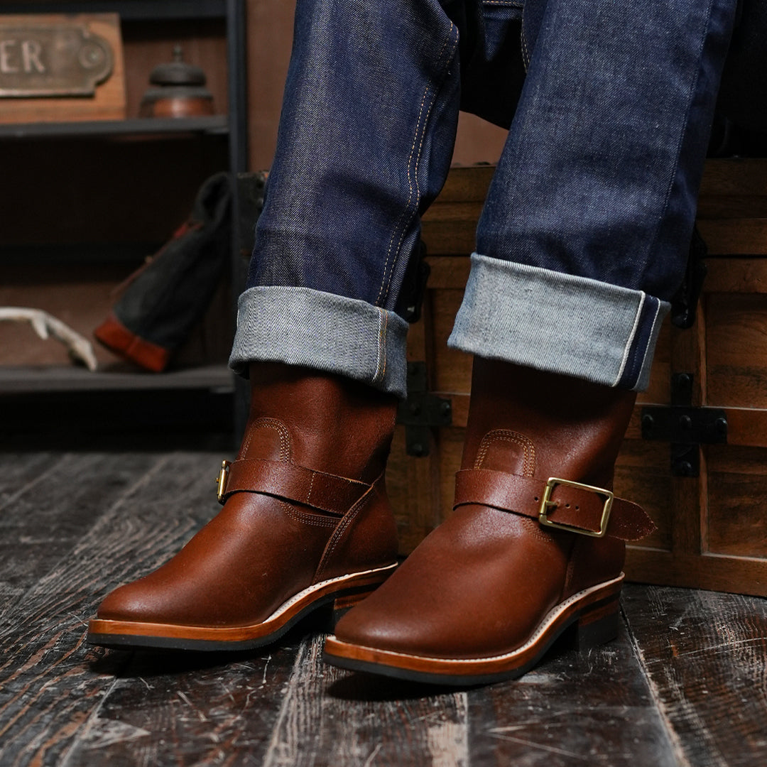 The Foundry Engineer Boots (Russet Waxed Roughout) Goodyear Welted