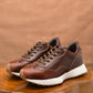 Classic Retro Leather Sneakers (Saddle Tan With White Sole)