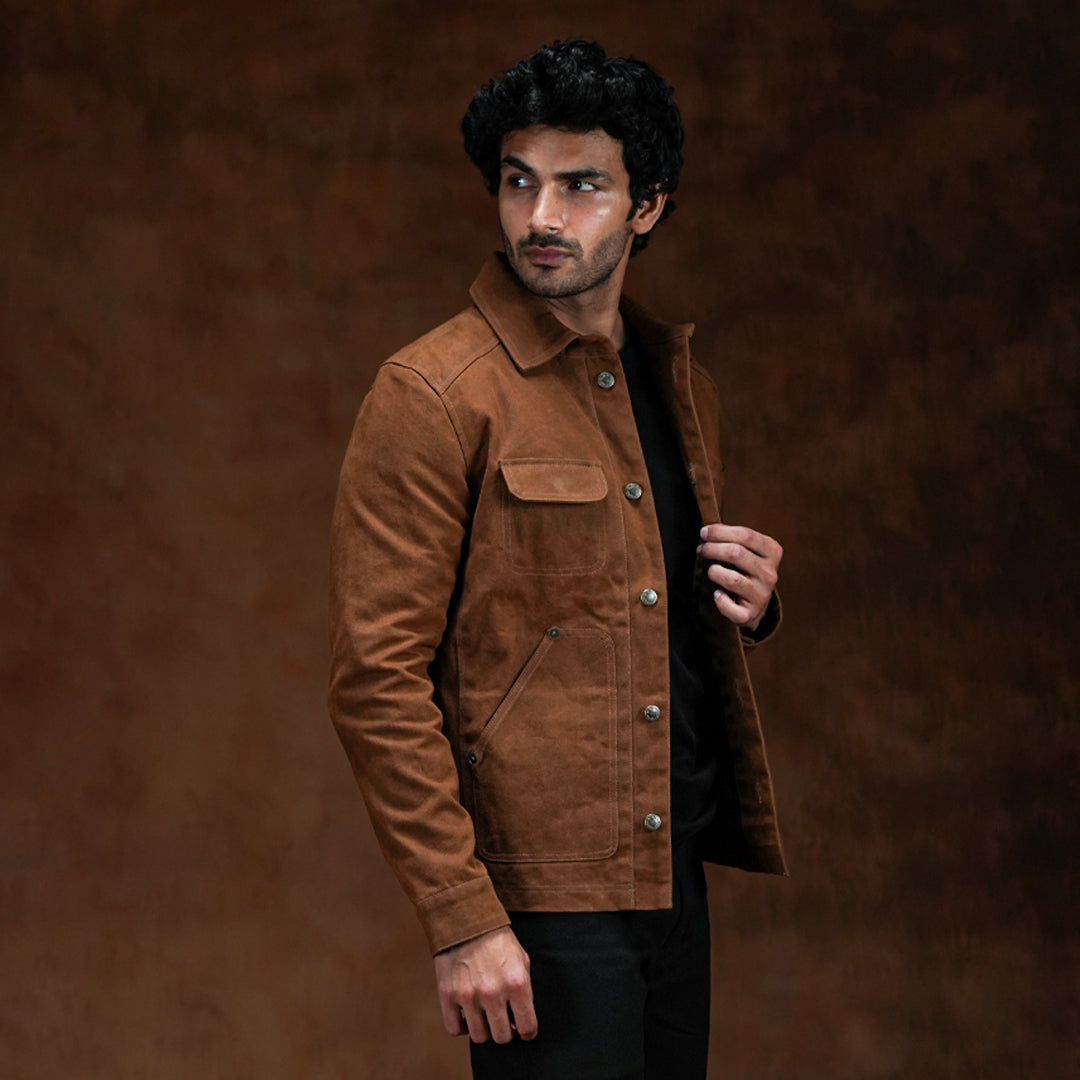 Backpack Heavyweight Waxed Canvas Chore Jacket Bear Brown 12 Oz