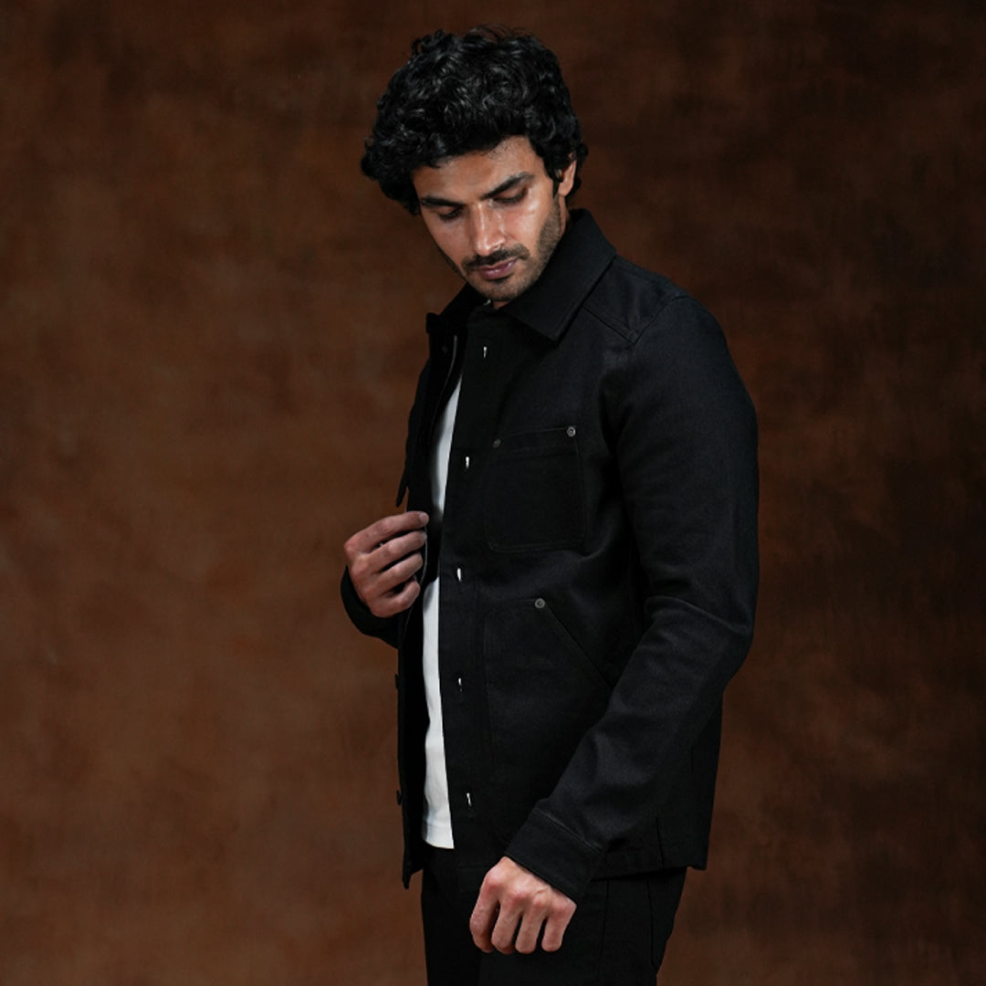 Chore Jacket Double Black 14 Oz Selvedge Denim