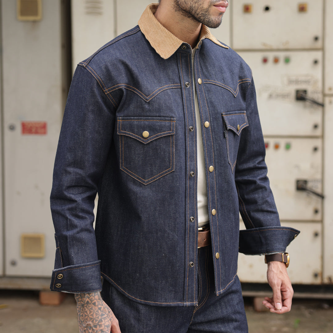 Western Over shirt Selvedge Blue Blood