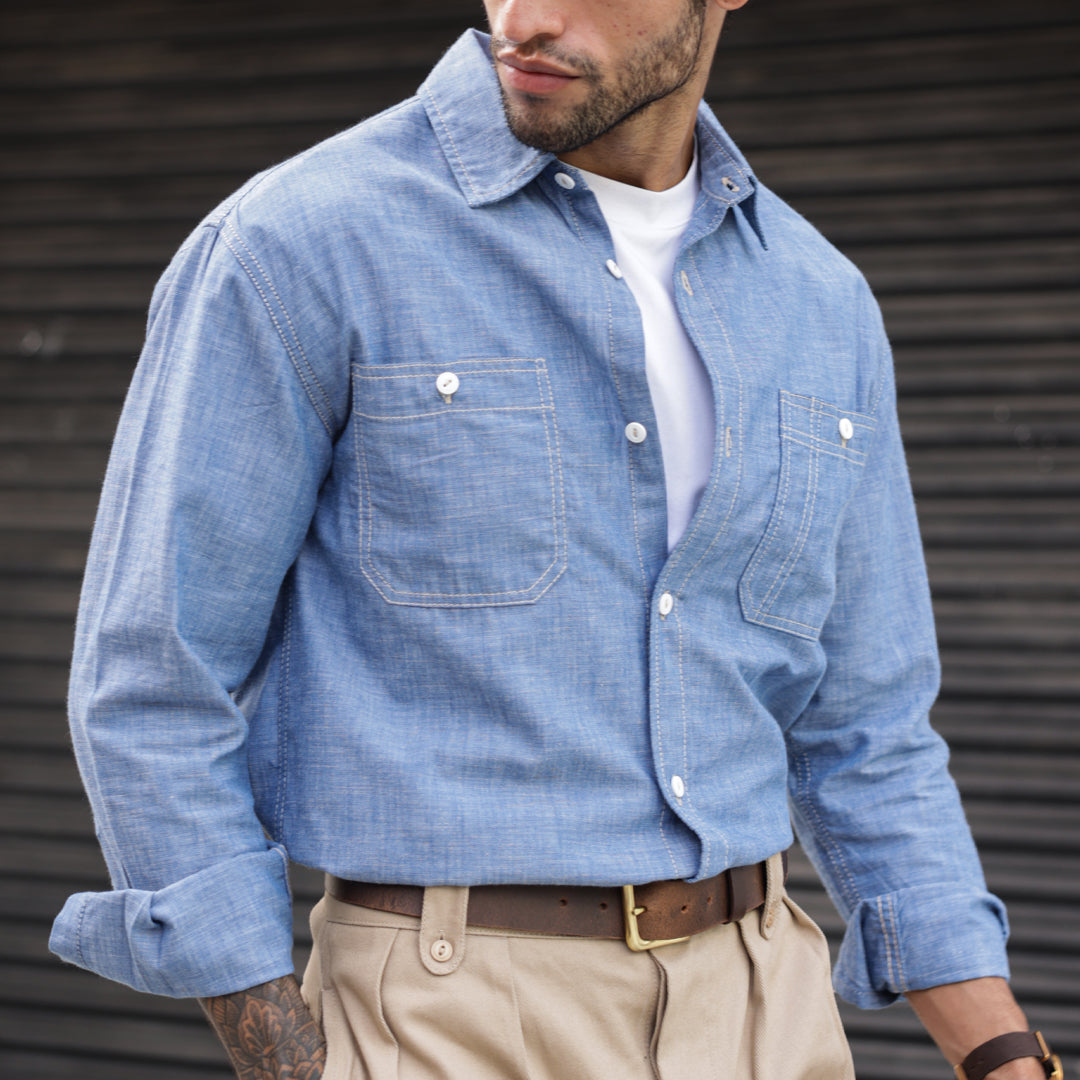 Heritage Work Shirt Full Sleeves Chambray Blue