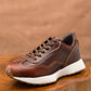 Classic Retro Leather Sneakers (Saddle Tan With White Sole)