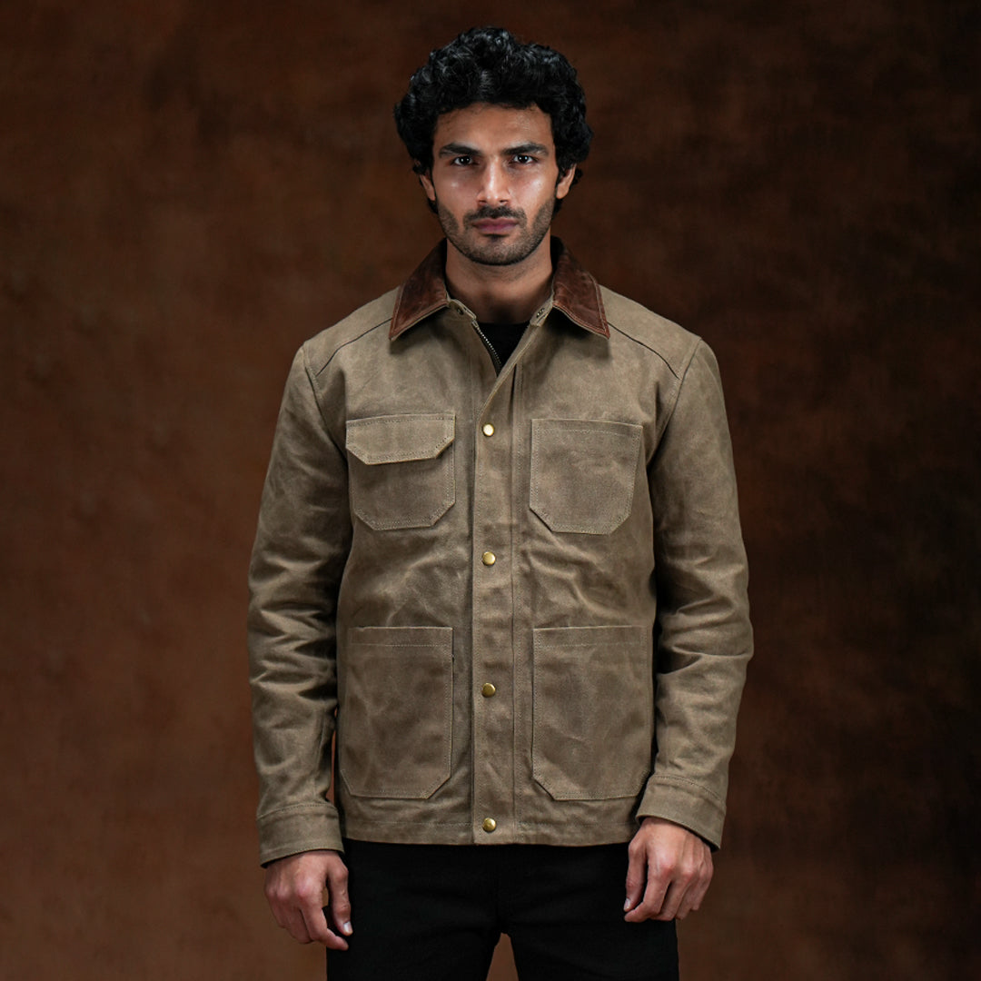 Cabin Jacket Field Tan 12 Oz Hard Waxed Canvas