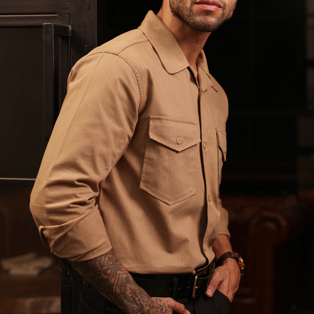 Fatigue Shirt Full Sleeves HBT Khaki