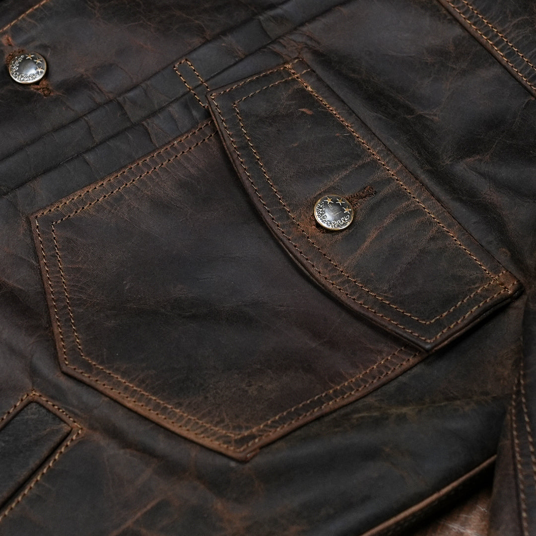 Trucker Type 2 Leather Jacket (Vintage Brown)