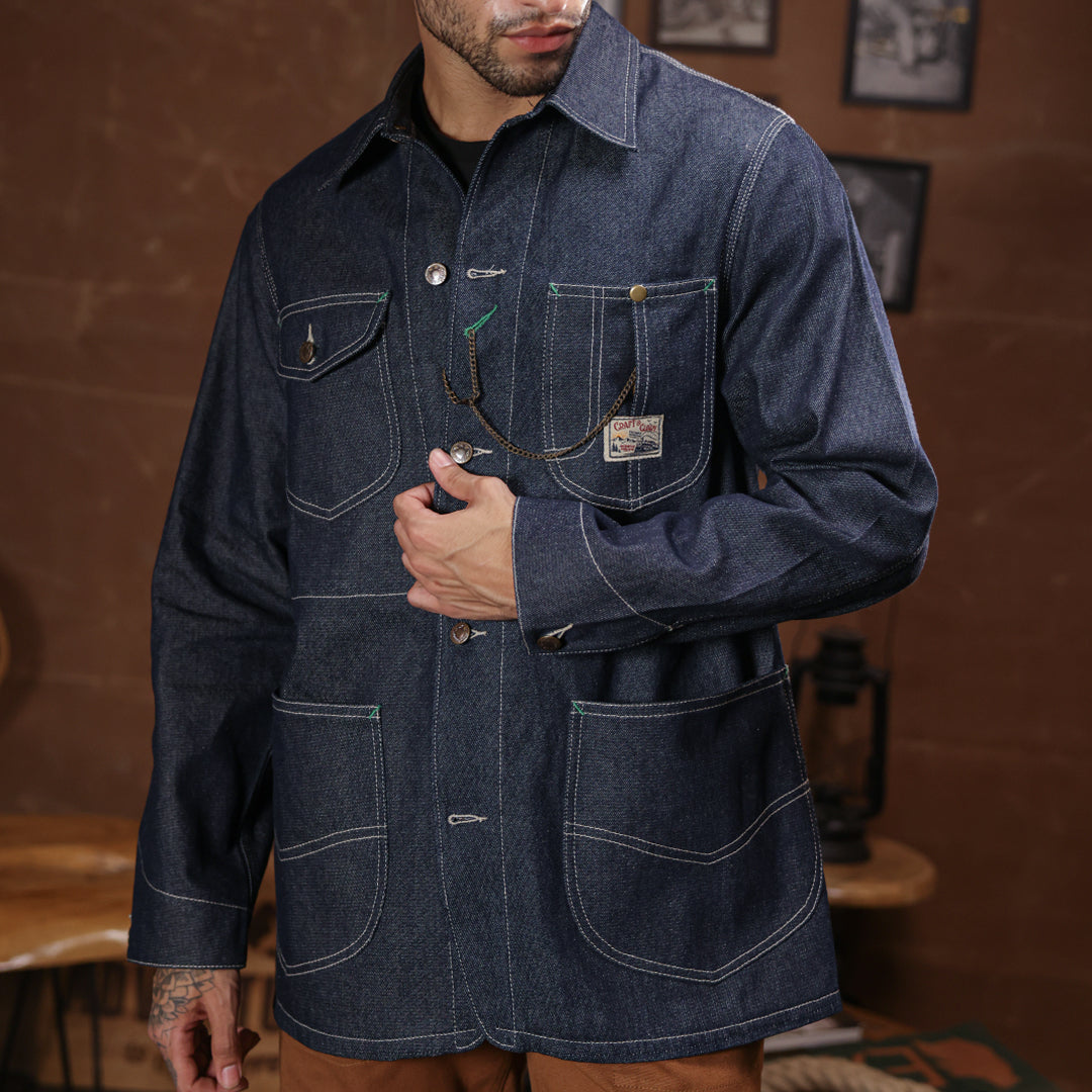 1930 Engineering Coverall Jacket Raw Denim Old Iron Blue