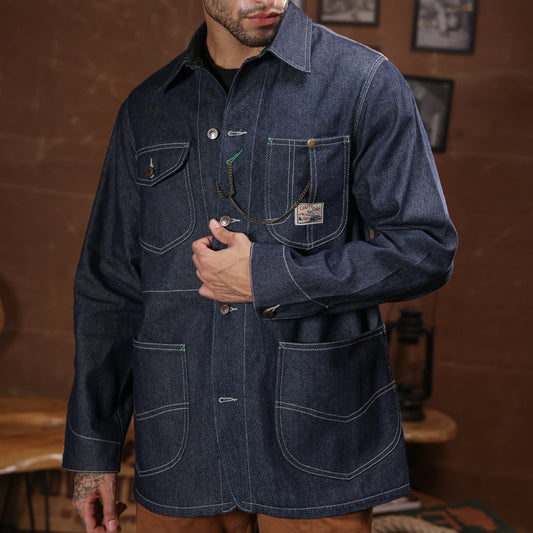1930 Engineering Coverall Jacket Raw Denim Old Iron Blue