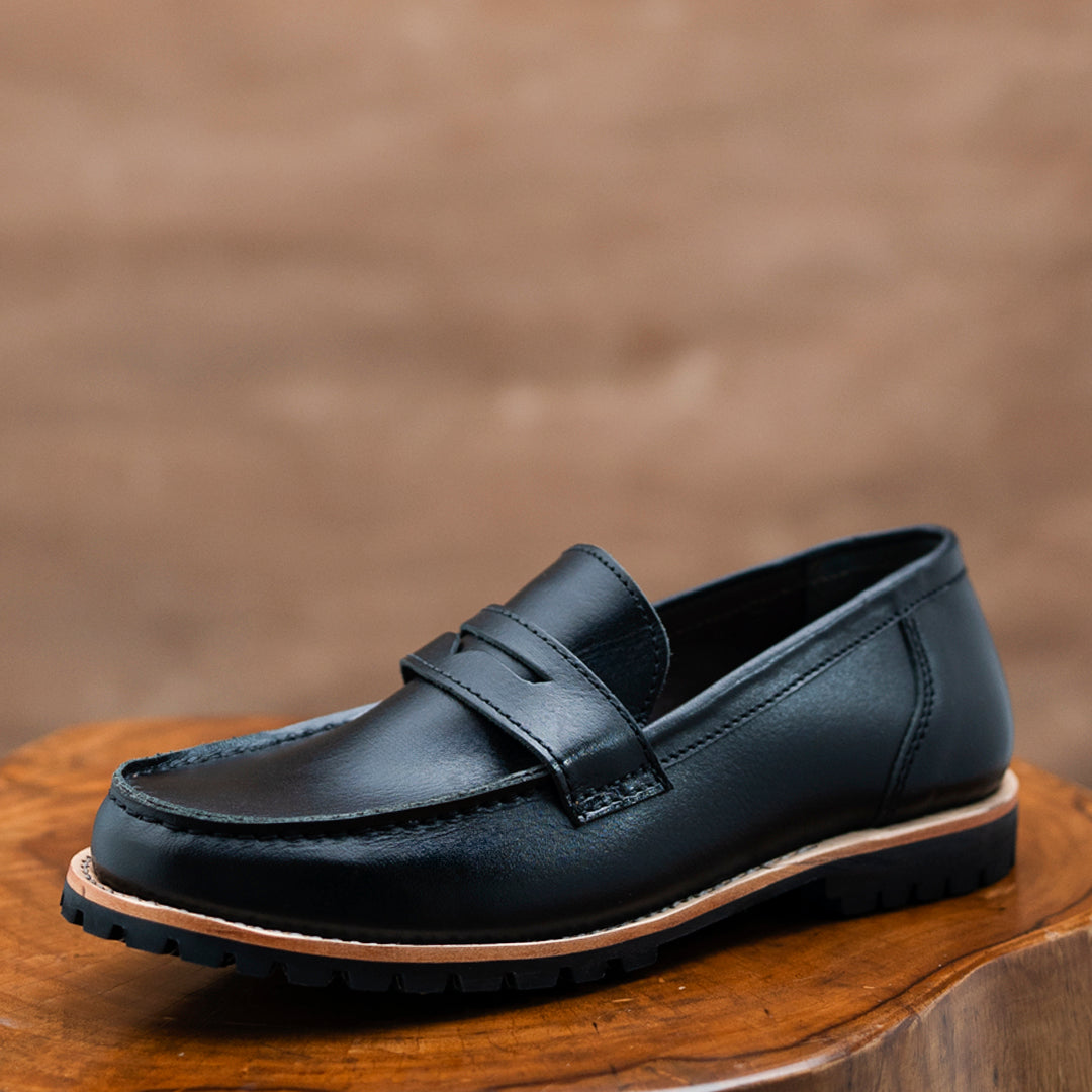 Oslo Penny Loafers (Raven Black) Goodyear Welted