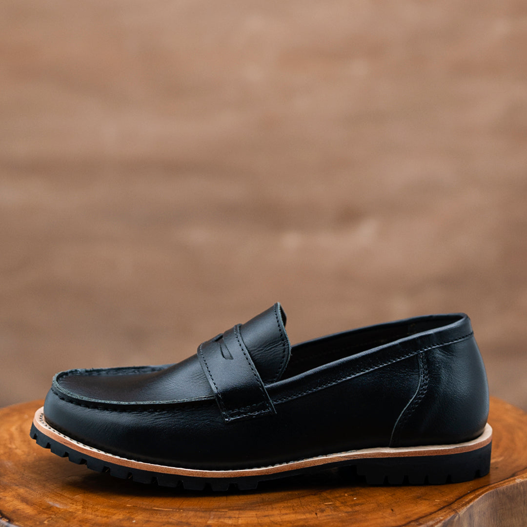 Oslo Penny Loafers (Raven Black) Goodyear Welted