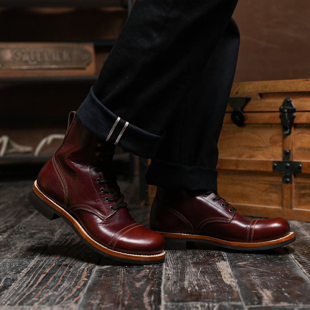 The Brandon Cap Toe Boots (Saddle Tan) (Munson Last - Goodyear Welted)