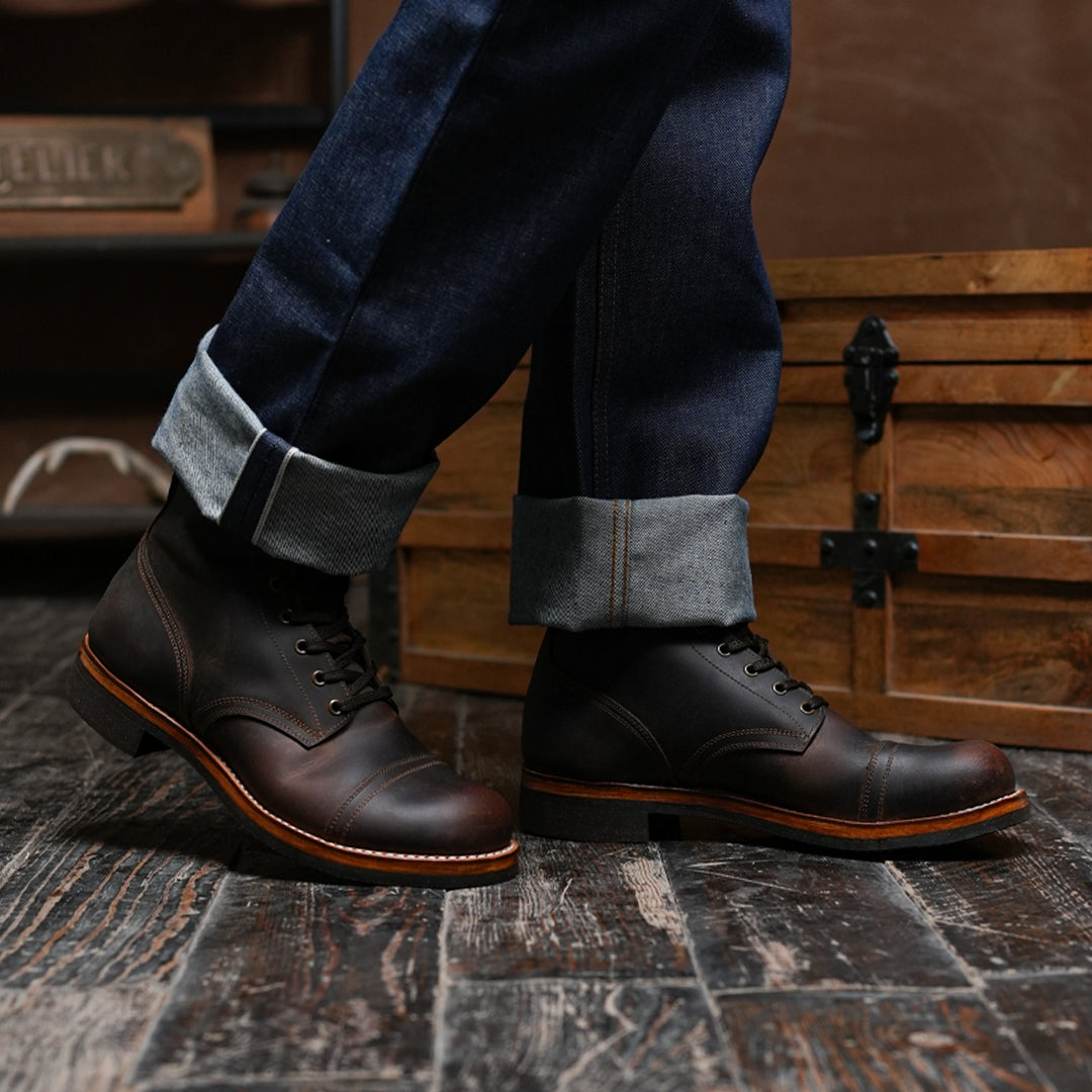 The Brandon Cap Toe Boots (Vintage Brown) (Munson Last - Goodyear Welted)