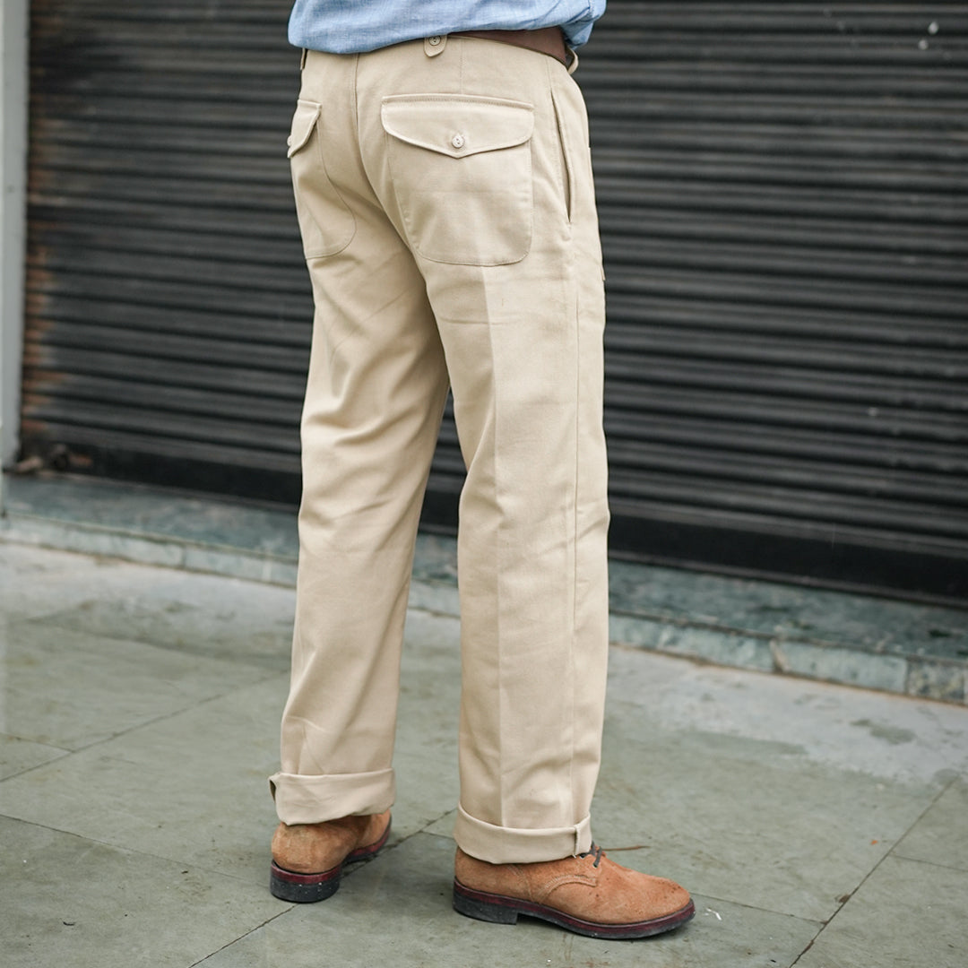 British Battle Trousers Cotton Twill Khaki Drill