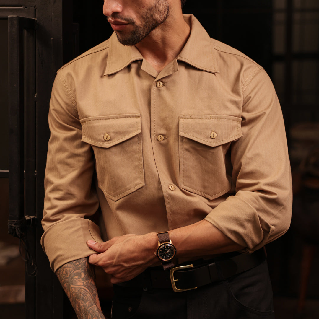 Fatigue Shirt Full Sleeves HBT Khaki