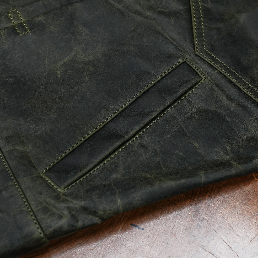 Trucker Type 2 Leather Jacket (Vintage Green)